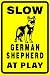 GERMAN SHEPHERD AT PLAY caution dog pet sign