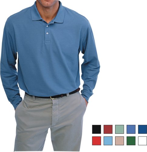Click here to buy Devon & Jones Mens Long-Sleeve Pima Pique Polo, (A-D110).
