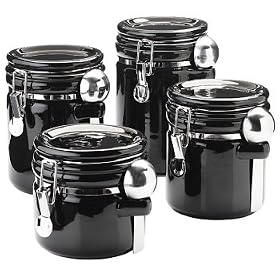 Round 4-pc. Canister Set - Black by Oggi
