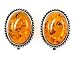 Sterling Silver Oval Amber Stud 