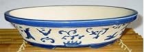 14" B&W OVAL CERAMIC BONSAI CACTUS SUCCULENT POT