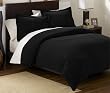 Chezmoi Collection 3 Pieces Solid Black Soft Microsuede Comforter with Pillowcase Set King Size Bedding