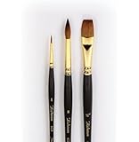 Pure red sable 5 Pc Watercolor Brush Set including 3/4 Flat Wash Brush