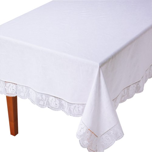 TICO DECORATIONS TICO DECORATIONS-VINYL WHITE TABLECLOTH,CROCHET