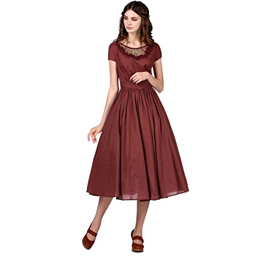 (アートカー)Artka オリジナルデザイン レディーズ繊細な刺繍入りコットンフレアワンピース LA10850X