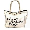 I'M NOT A PLASTIC BAG REUSE CANVAS SHOPPING TOTE BROWN