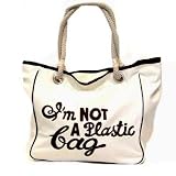 I'M NOT A PLASTIC BAG REUSE CANVAS SHOPPING TOTE BROWN