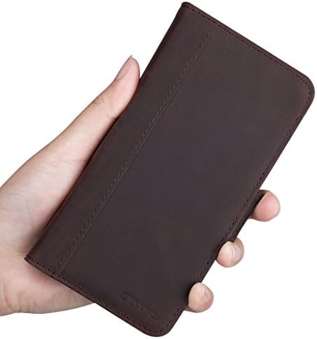 iPhone 6 Leather Case, ACLUXS Genuine Oil Cowhide Leather Wallet Cover for Apple Smartphone Phone 6 4.7 Folio Stand Case Vintage Style 100% Handmade (DARK BROWN)