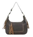 Faux Leather Hobo Handbag - Brown - One Love - Lou-ella