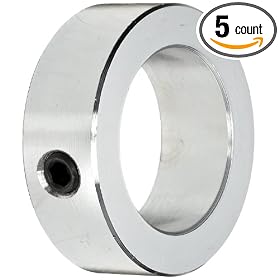 Climax C-125 Shaft Collar, Zinc Plated Steel, One Piece, Set Screw Style, 1-1/4" ID, 2" OD, 11/16" Wide , With 3/8-16 x 3/8 Set Screw