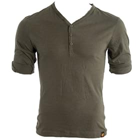 Soul Cal Raw Edge Grandad Top - Khaki - Mens