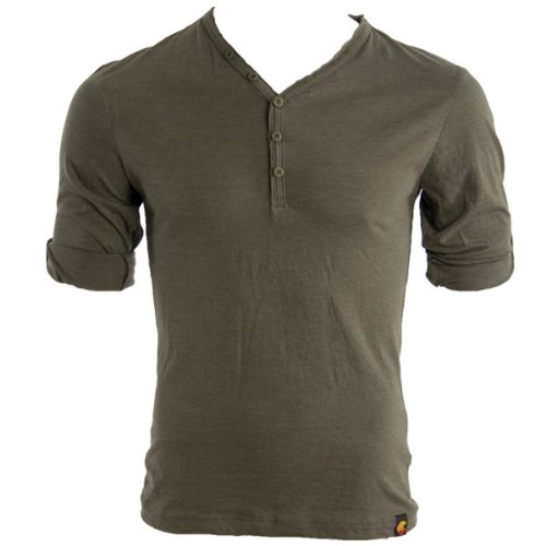 Soul Cal Raw Edge Grandad Top - Khaki - Mens - Small