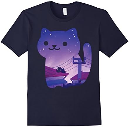 Men's Colleting Nights - Cat Love T-Shirt 2XL Navy