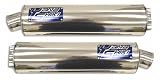 Yana Shiki COCHO3SILVER Silver Two Side Exhaust Canister with Blue Label for Suzuki GSX 1300 R Hayabusa