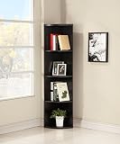 Cappuccino Finish Wood Wall 5-Tier Corner Bookshelf Bookcase