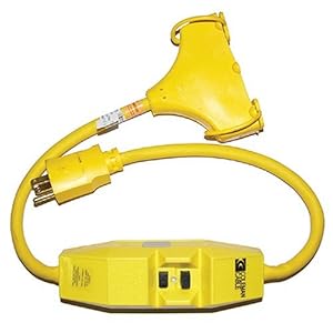Coleman Cable 02841 In-Line Tri-Source 12/3 SJEOW 2-1/2-Foot 120-Volt Ground Fault Circuit Interrupter