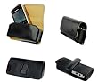 Black Horizontal Noble Leather Case with Removable Spring Clip for RIM Blackberry Pearl 8100, 8110, 8120, 8130 / Samsung Glyde U940, R410, T729 Blast / Motorola RIZR Z3, Z6m, ROKR Z6c, Z6tv / HTC Shadow [Retail Packaging]