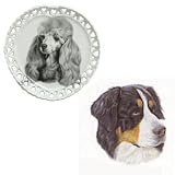 Full Color Bernese Mountain Dog Heart Shaped Plate, Porcelain by Rosalinde (8' diameter)