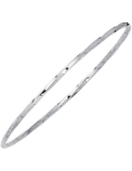 8" 14K White Gold 2.50mm (1/10") Polished Round Twisted Round Tube Stackable Bangle Bracelet