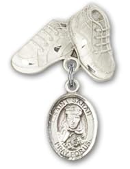 Sterling Silver Baby Badge with St. Sarah Charm and Baby Boots Pin