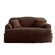 Soft Suede T-Cushion Sofa Slipcover - Chocolate