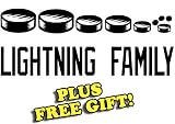 10.5" x 4.5" Lightning Hockey Family Vinyl Sticker Decal [Die-cut, White] + with Free Hockey Pencil