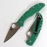 Spyderco Delica4 Lightweight FRN Flat Ground PlainEdge Knife (Green)