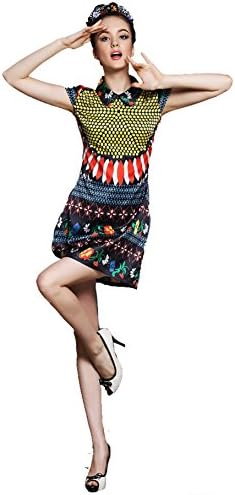 Women's Printed Turn-down Collar Short Sleeve Dress Plus Size G093(As Picture,US 18W)