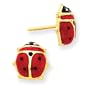 Earrings 14kYellow Gold Plated Red and Black Ladybug Enameled Post Earrings