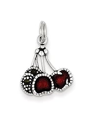 Sterling Silver Enameled Red Cherry Charm