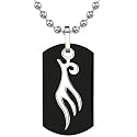 Sleek and Spellbinding: Designer Inspired Titanium Gunmetal Finish Dog Tag Pendant with Tribal-style Bird Tattoo on a Stainless Steel Ball Chain