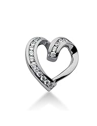 14K Gold Channel set Diamond Heart Pendant (0.48 cttw, F - G Color, SI2 Clarity)
