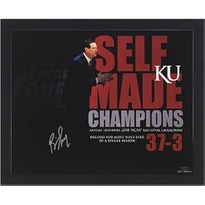 Kansas Jayhawks NCAA National Champions Bill Self Large Autographed Framed Print