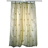Christmas Gift-2 Organza Cream Base Embroidered Sari Curtains Drapes Panelby Mogulinterior