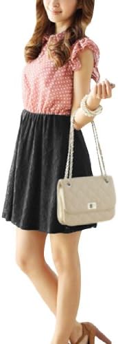 Women Stretchy Waist Sleeveless Lace Above Knee Dress