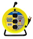 Voltec 07-00405 16/3 SJTW Yellow 4-Outlet Open Cord Reel, 25-Foot, Yellow & Black