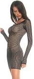 Sexy Black Crochet Lace Long Sleeved Mini Dress!