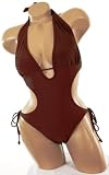 Sexy Trendy Swimwear 2008 Hottest Style Monokini 1 One Piece Solid Brown Tie Side Swimsuit
