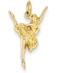 14k Yellow Gold Ballerina Charm Pendant