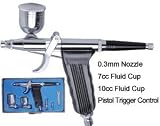 0.3 mm Dual Airbrush Kit Sprayer Air Compressor w/ Holder
