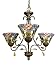 Dale Tiffany TH90214 3-Light Crystal Peony Chandelier, Antique Golden Sand and Art Glass Shade