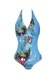 NSF721 One Piece Monokini Turquoise Tattoo Print