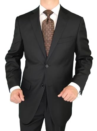 Giorgio Exclusive Platinum Label Italian Suit 100% Extra Fine Worsted Wool Super 150s 2 Button Jacket Plus Pants Black