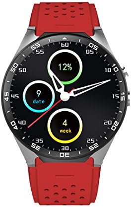 LOLERS Bluetooth Smartwatch KW88 MT6580 Quad Core 1.39 inch Amoled OGS Screen 3G Calling Pedometer Heart Rate Monitor 5.0MP RC Camera GPS WiFi Android 5.1 (Red)
