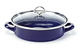 Chantal Enamel-On-Steel 3 Quart Saute & Serve with Tempered Glass Lid, Cobalt Blue