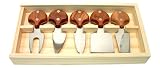 Woodard & Charles 5-Piece Rosewood Handle Specialty Cheese Knife Set in Wooden Crate