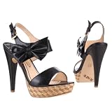 Damen Schuhe, PUMPS, SANDALETTEN PLATEAU HIGH HEELS, LL2241, Synthetik in hochwertiger Leder Optik