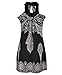MAKIYO Women's totem pattern Floral Print mini Sleeveless dress Club Dance skirt (Black)