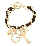 G by GUESS Gold-Tone Ribbon Charm Bracelet, GOLD