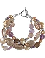 Freshwater Dyed Chocolate Cultured Pearl & Multi-Gemstone Bracelet Sterling Silver 650163